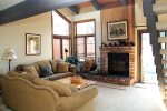 Mammoth Condo Rental Sunrise 35 - Living Room with Woodburning Fireplace